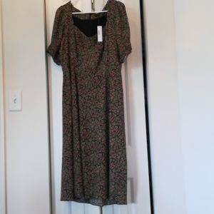 Ditsy pink floral mid calf length dress